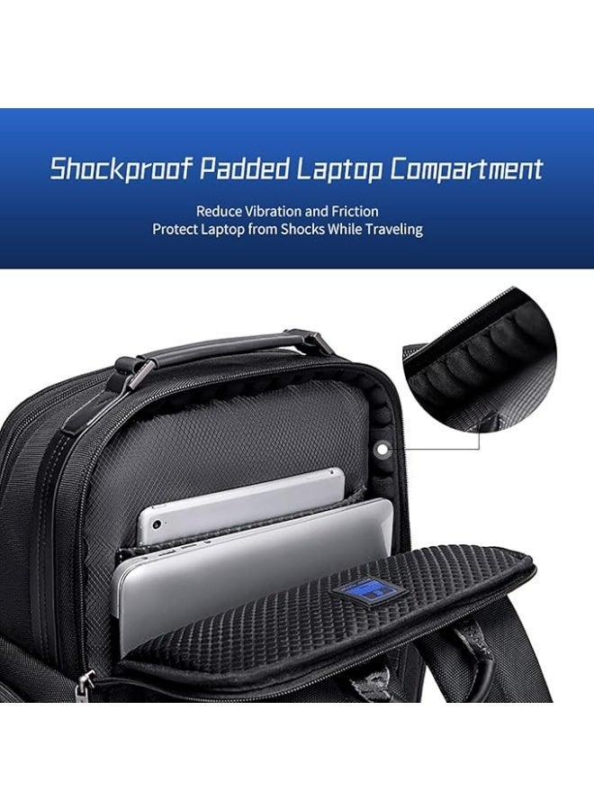 أركتيك هانتر حقيبة ظهر Arctic Hunter Business للرجال بسعة 20 لترًا، حقيبة ظهر متينة للكمبيوتر المحمول مصنوعة من البوليستر 1680D، مقاس 15.6 بوصة، حقيبة كمبيوتر محمول مبطنة مقاومة للماء والخدش، جيوب متعددة - Image 4